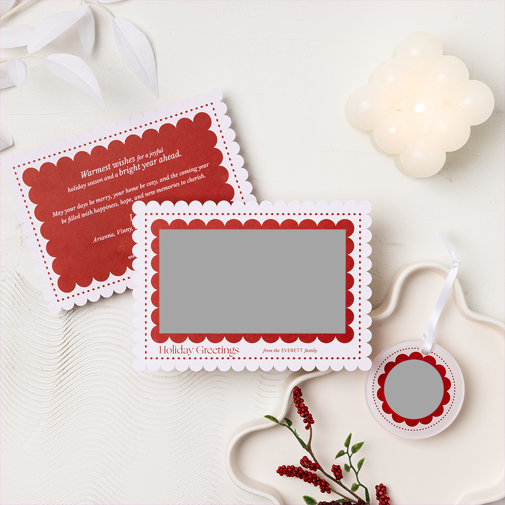WHCC 2026 Holiday Cards Ornaments Solo Styled Holiday Greetings Border preview