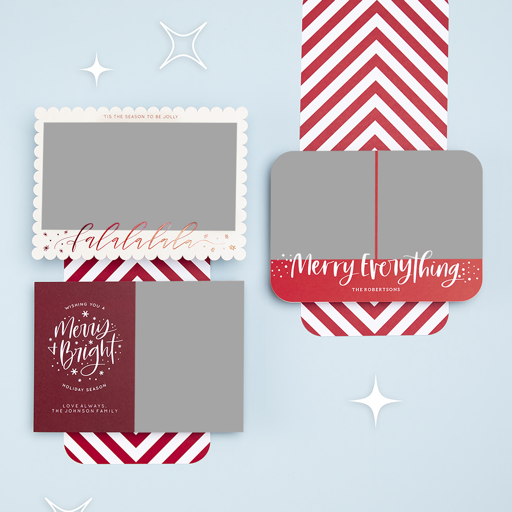 Holiday 2020 cards sharing light red stripes preview